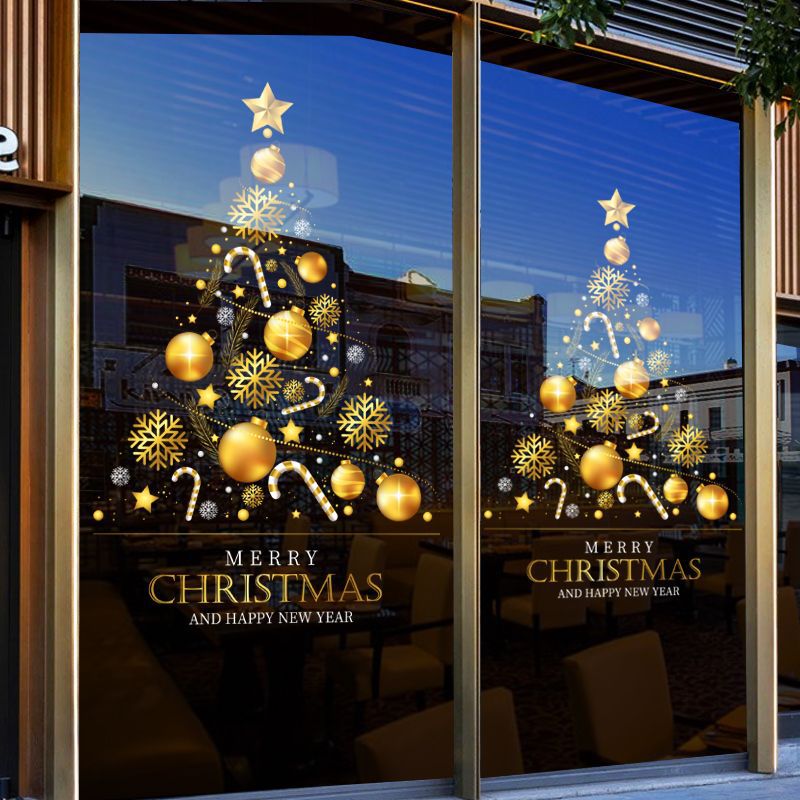 Christmas Decorative Stickers Glass Stickers Window New Year Door Stickers Shop Scene Layout Electrostatic Stickers Wall Stickers - Image 2